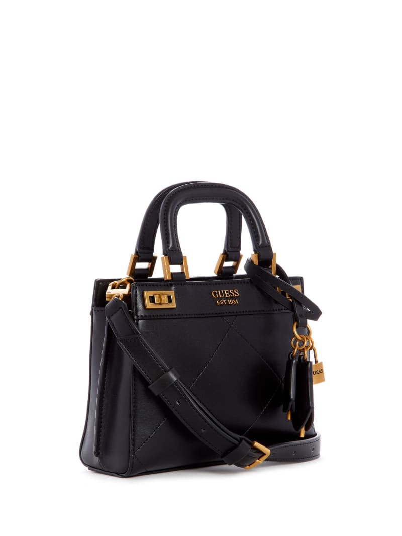 Black Women's Guess Katey Quilted Satchel Bags | 0681439-LD