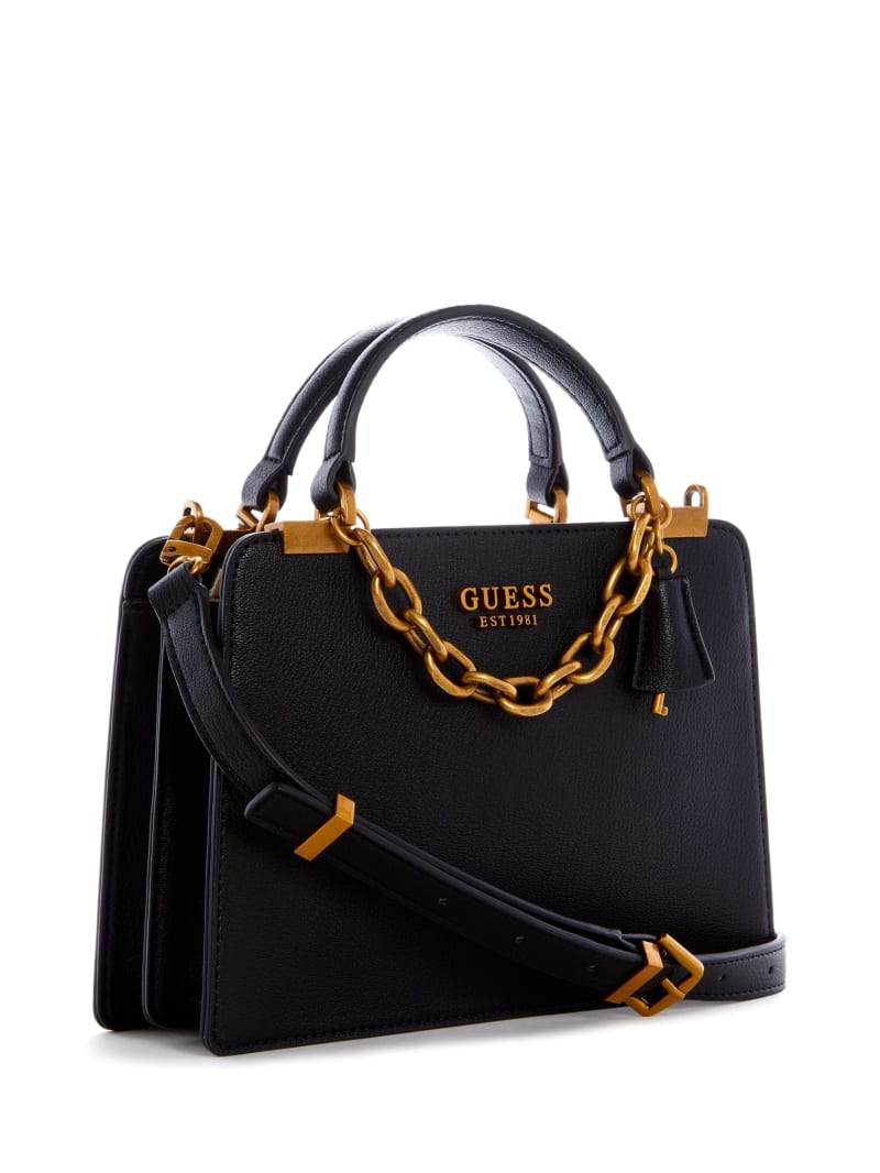 Black Women's Guess Kristle Satchel Bags | 7864103-KW