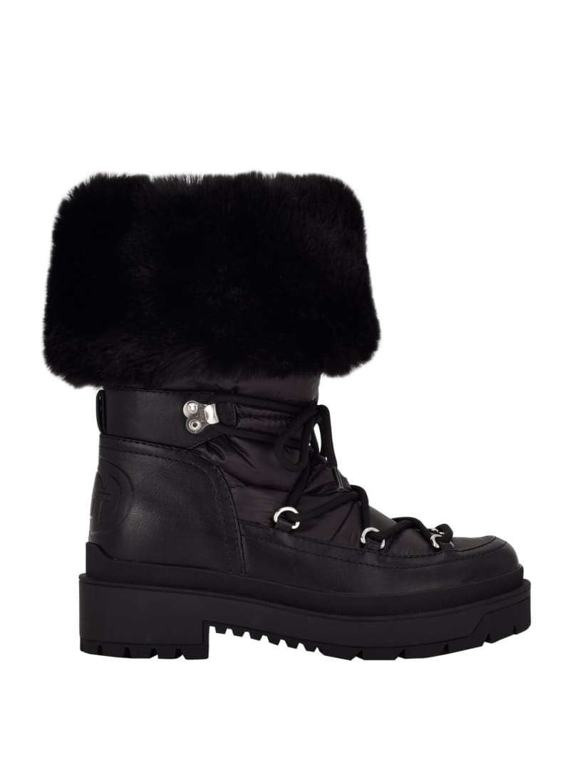 Black Women's Guess Larya Faux-Fur Snow Boots | 0958614-RD