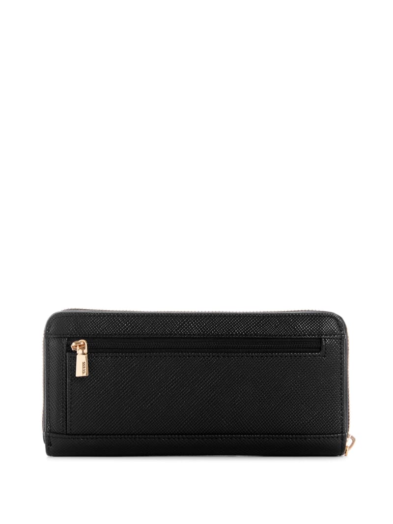 Black Women's Guess Laurel Large Zip-Around Wallets | 8763925-FU