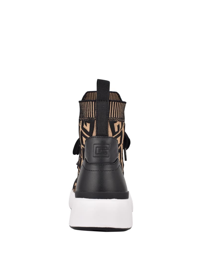 Black Women's Guess Manney Knit Logo High-Top Sneakers | 0742168-SU