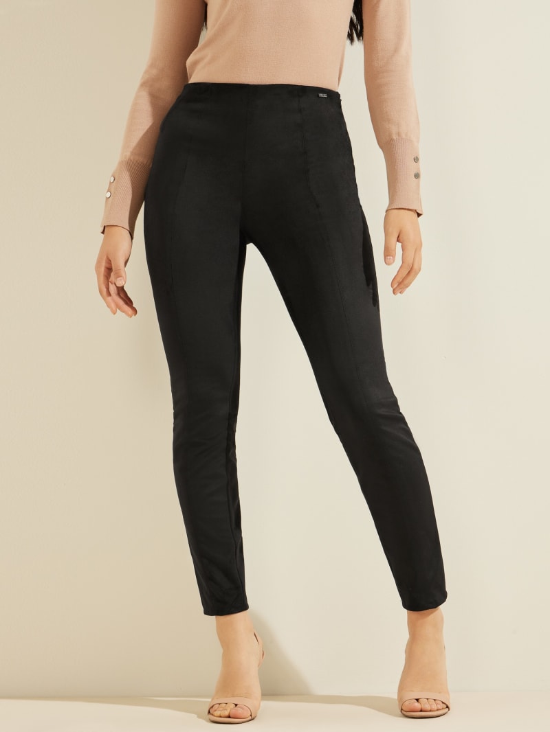 Black Women\'s Guess Maya Faux-Suede Leggings Pants | 5276408-FD