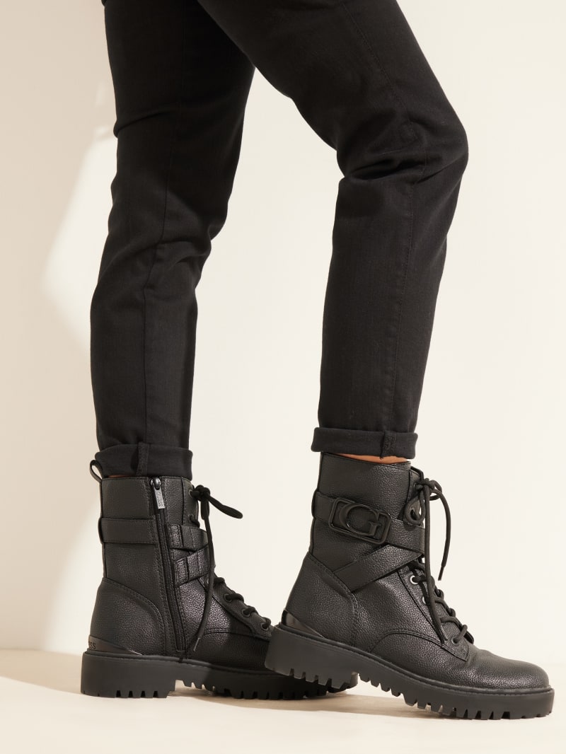 Black Women's Guess Orana Combat Boots | 0617395-EK