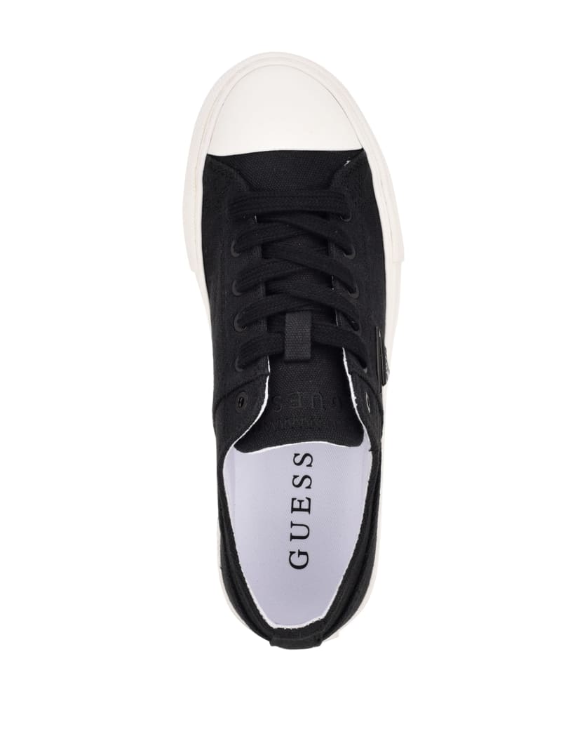 Black Women's Guess Pranze Low-Top Canvas Sneakers | 6297138-TX