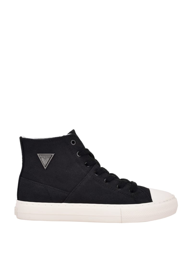 Black Women's Guess Prinze High-Top Canvas Sneakers | 4263918-RL