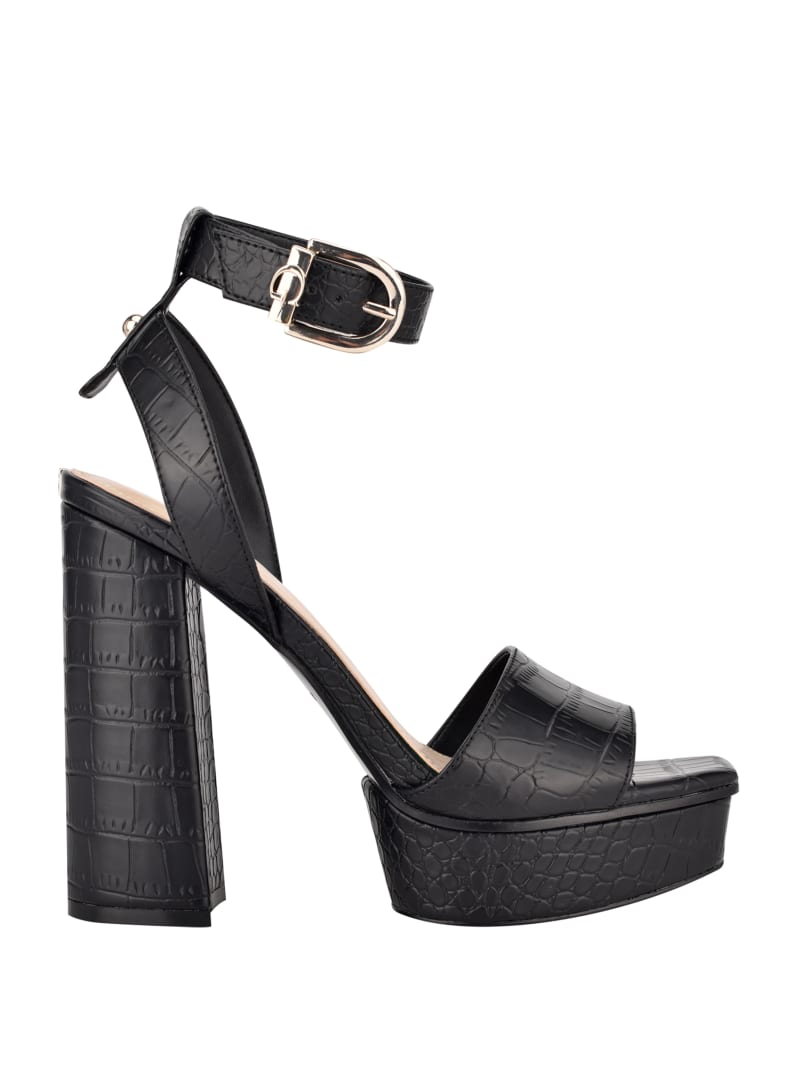 Black Women's Guess Rippa Croc Platform Sandals | 2183579-TN