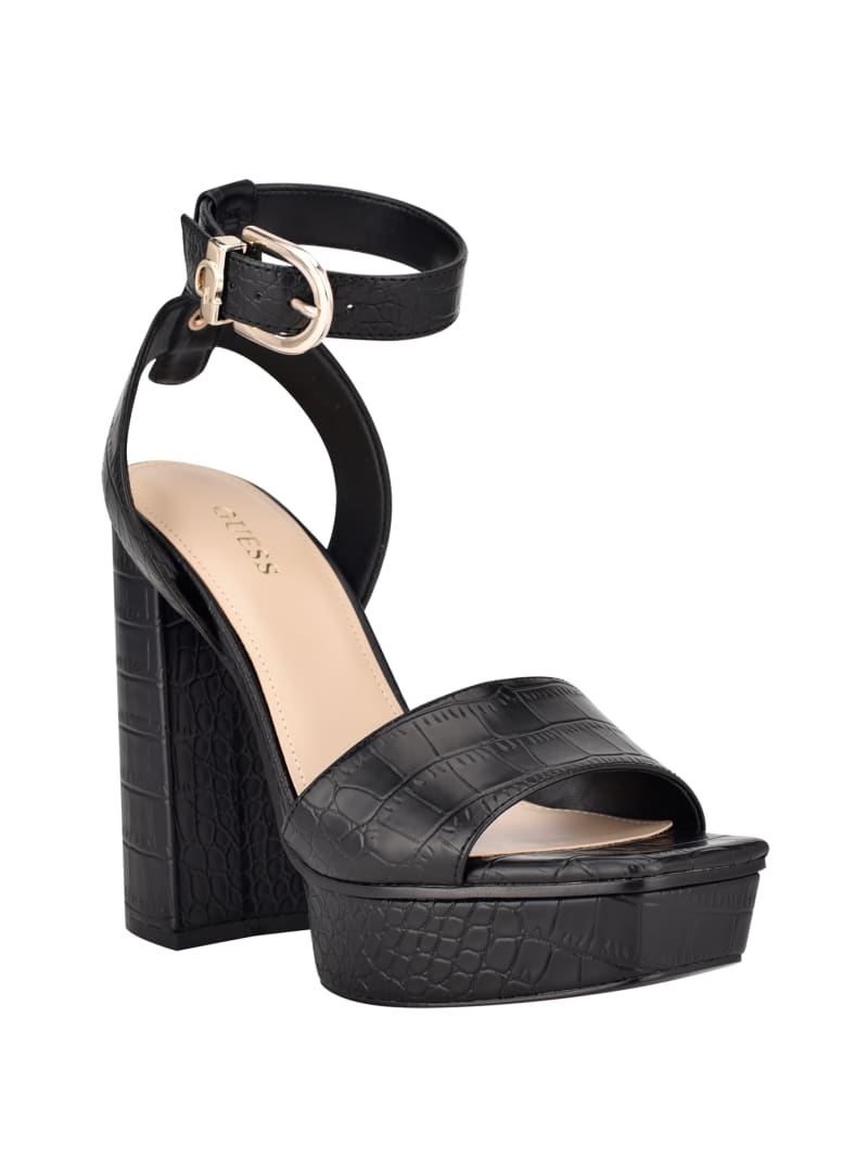 Black Women\'s Guess Rippa Croc Platform Sandals | 2183579-TN