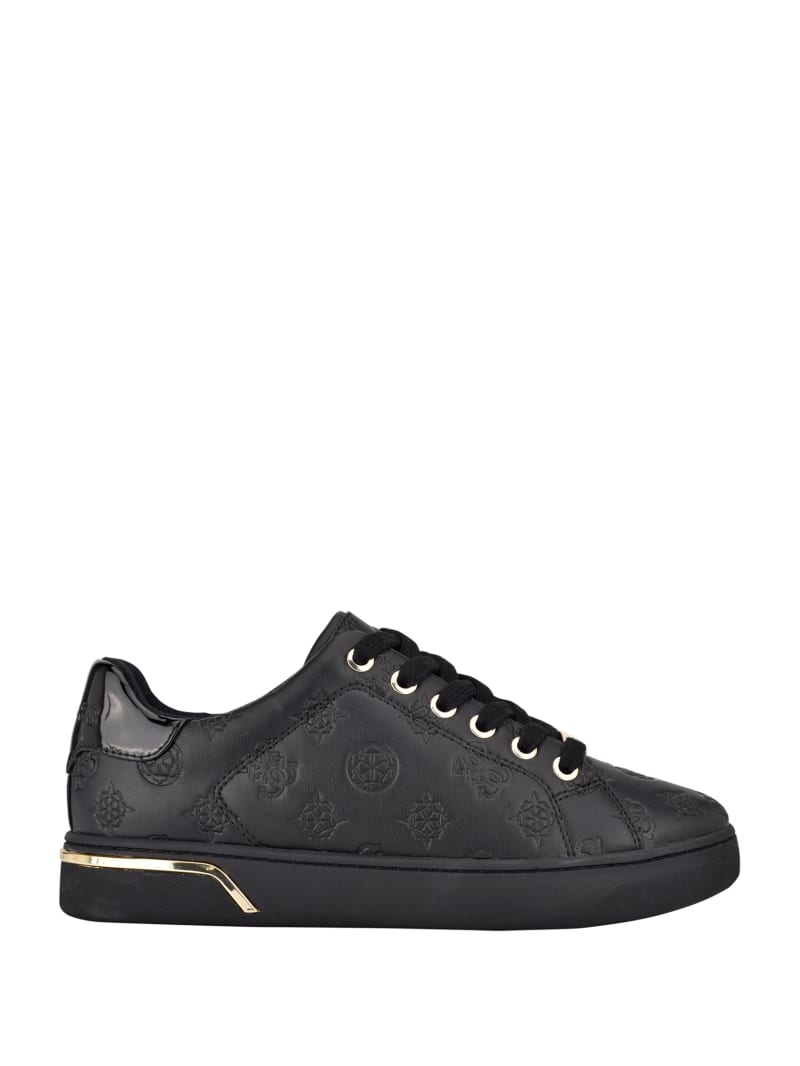 Black Women's Guess Rollin Debossed Low-Top Sneakers | 7086452-CZ