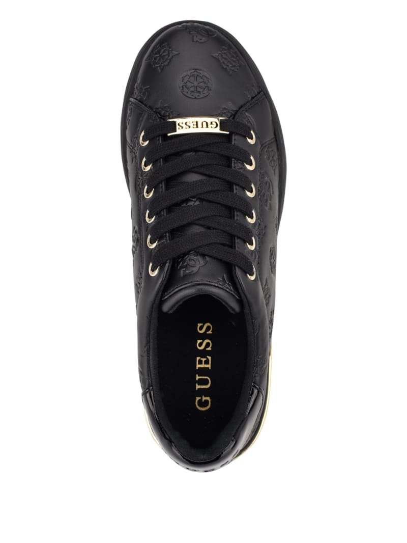 Black Women's Guess Rollin Debossed Low-Top Sneakers | 7086452-CZ