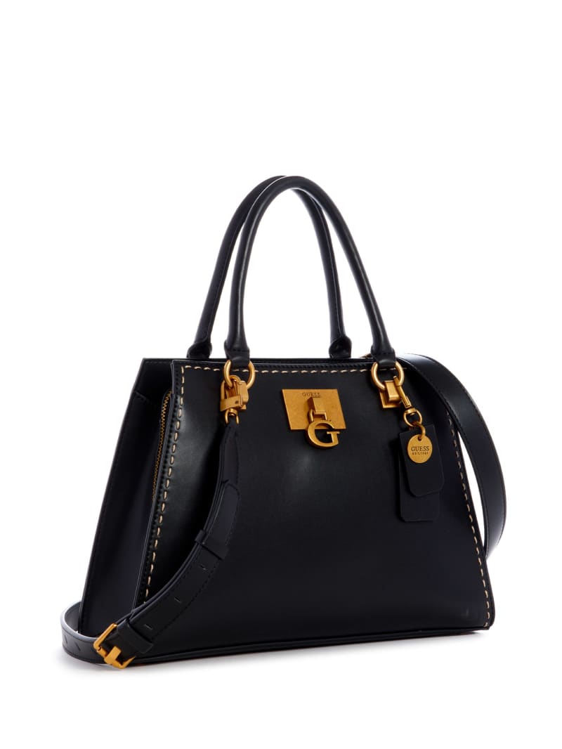 Black Women's Guess Stephi Girlfriend Satchel Bags | 2639084-EY