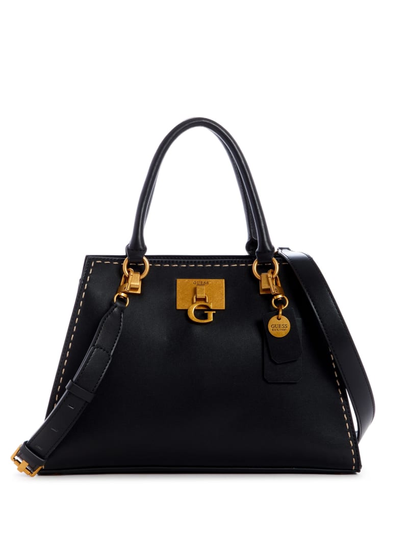 Black Women\'s Guess Stephi Girlfriend Satchel Bags | 2639084-EY