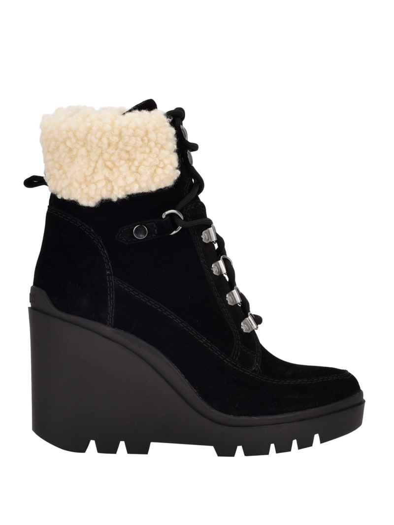 Black Women's Guess Taanya Sherpa-Trim Wedge Boots | 7946083-UZ