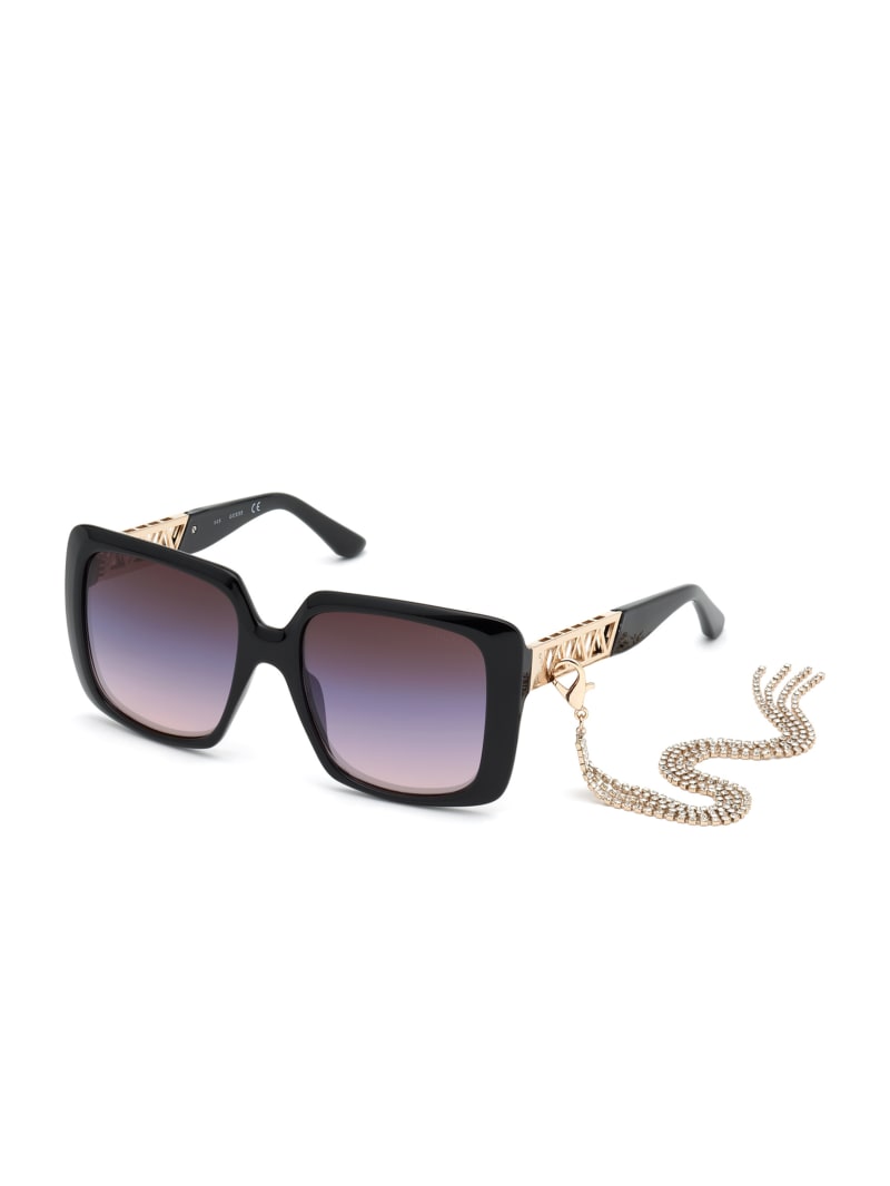 Black Women's Guess Tassel Square Sunglasses | 8215043-SL