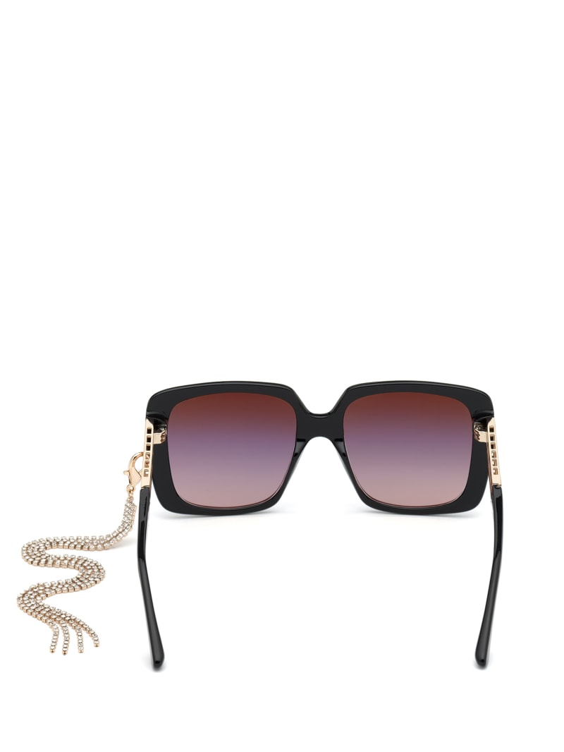 Black Women's Guess Tassel Square Sunglasses | 8215043-SL