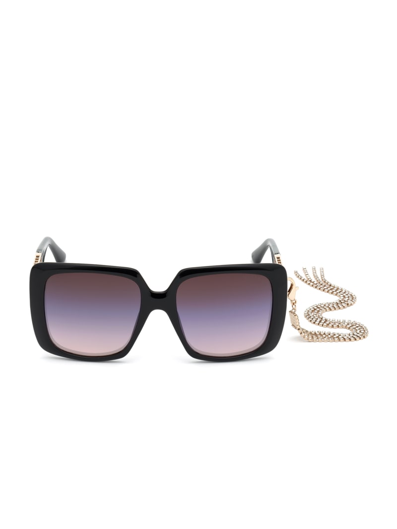 Black Women\'s Guess Tassel Square Sunglasses | 8215043-SL