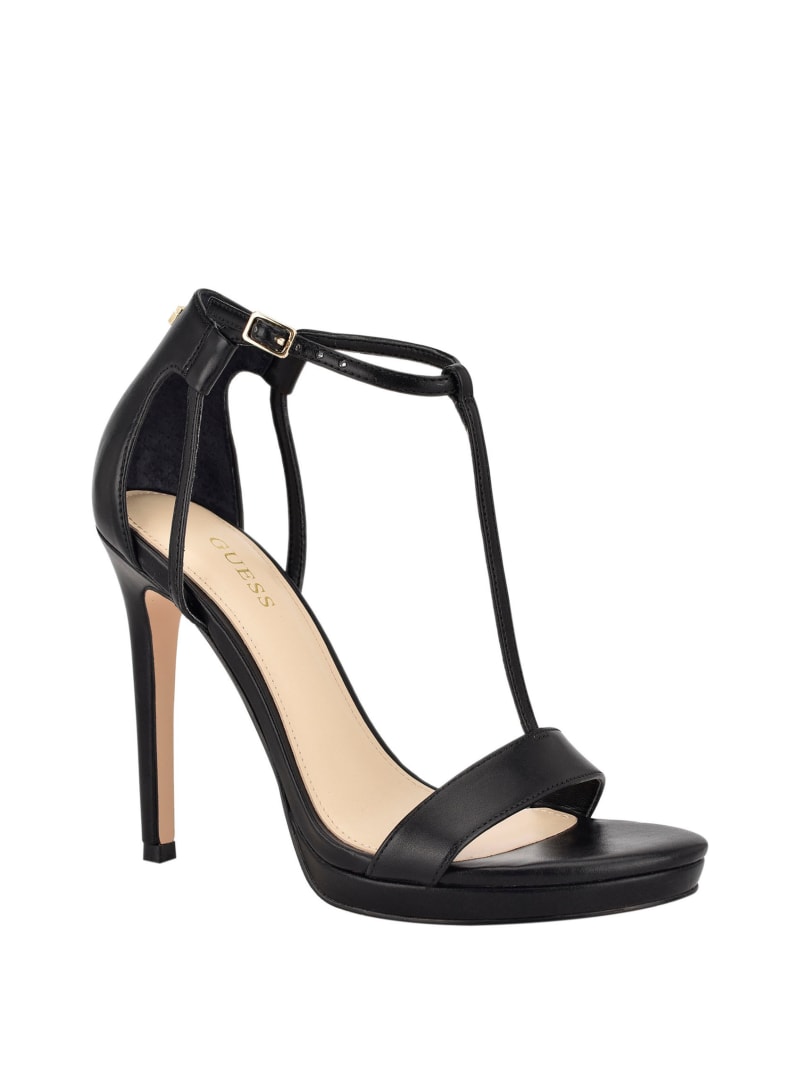 Black Women\'s Guess Tecru T-Strap Stilettos Heels | 8239760-WX