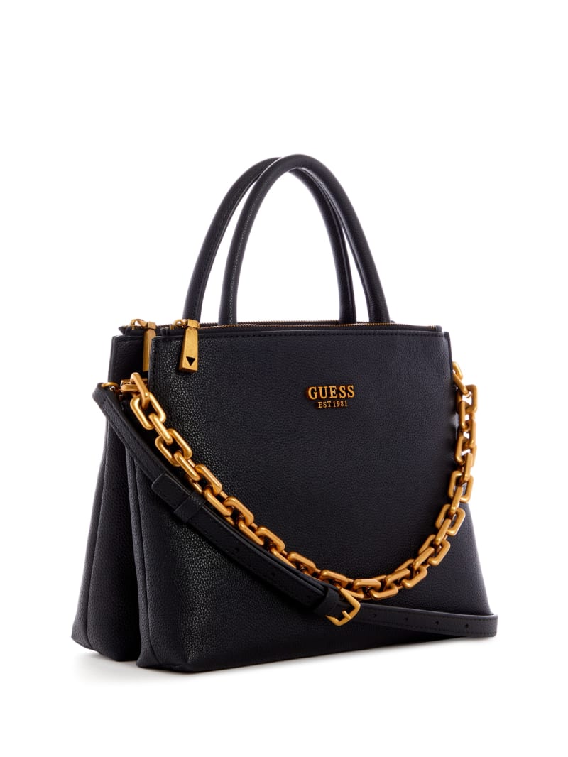 Black Women's Guess Turin Triple Compartment Satchel Bags | 3280195-JR