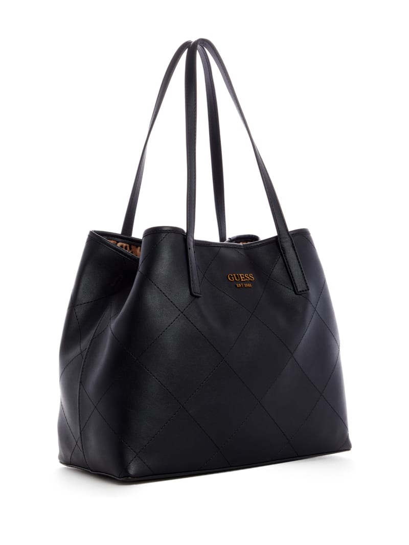 Black Women's Guess Vikki Quilted Tote Bags | 8014732-HI