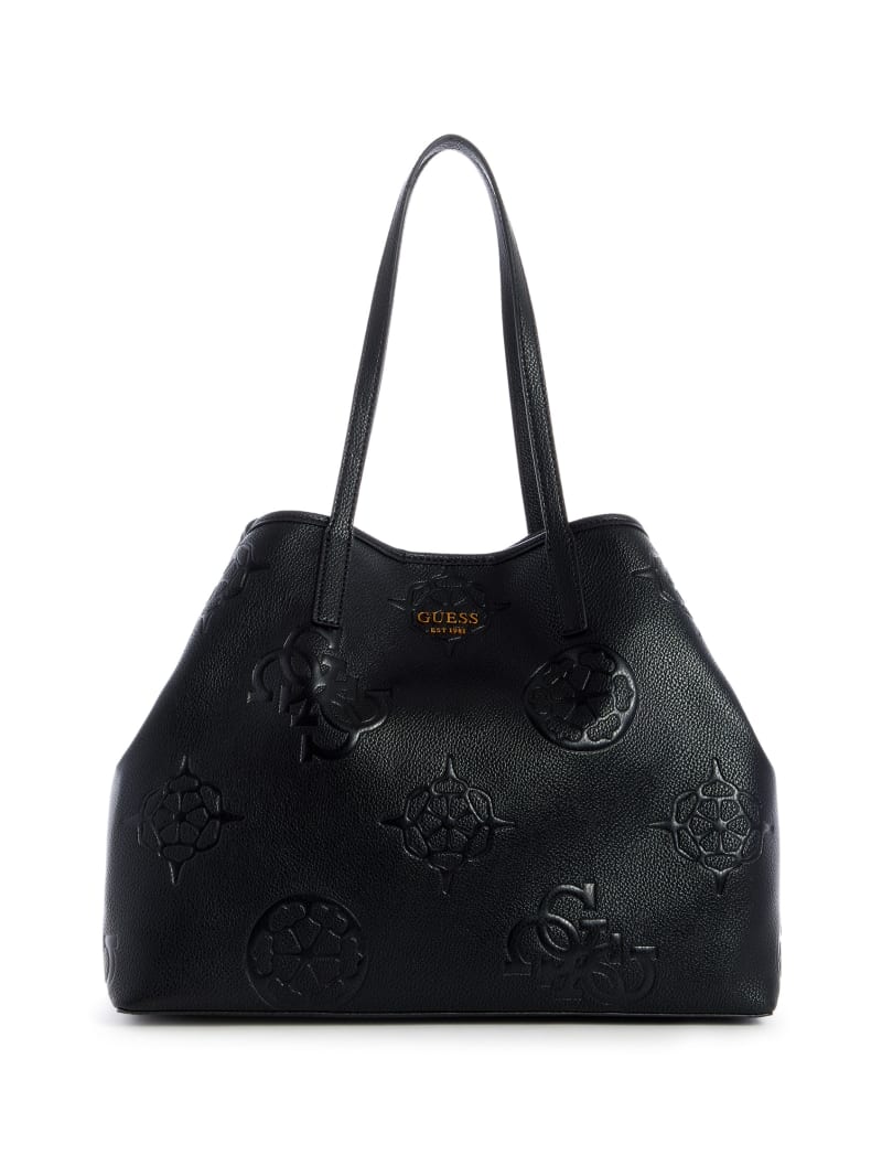 Black Women's Guess Vikky Logo Large Tote Bags | 0295384-PG