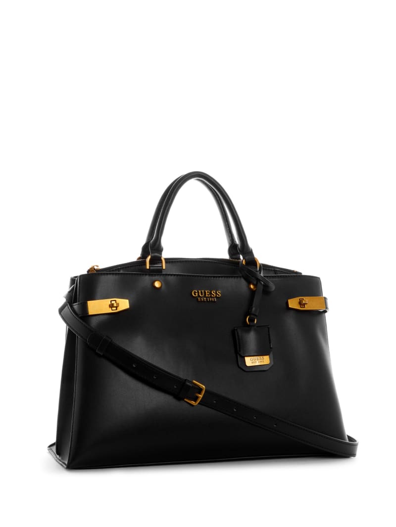 Black Women's Guess Zadie Large Girlfriend Satchel Bags | 2087415-BT