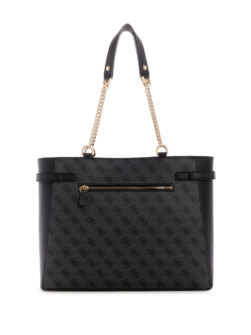 Black Women's Guess Zadie Logo Girlfriend Tote Bags | 7824165-UE