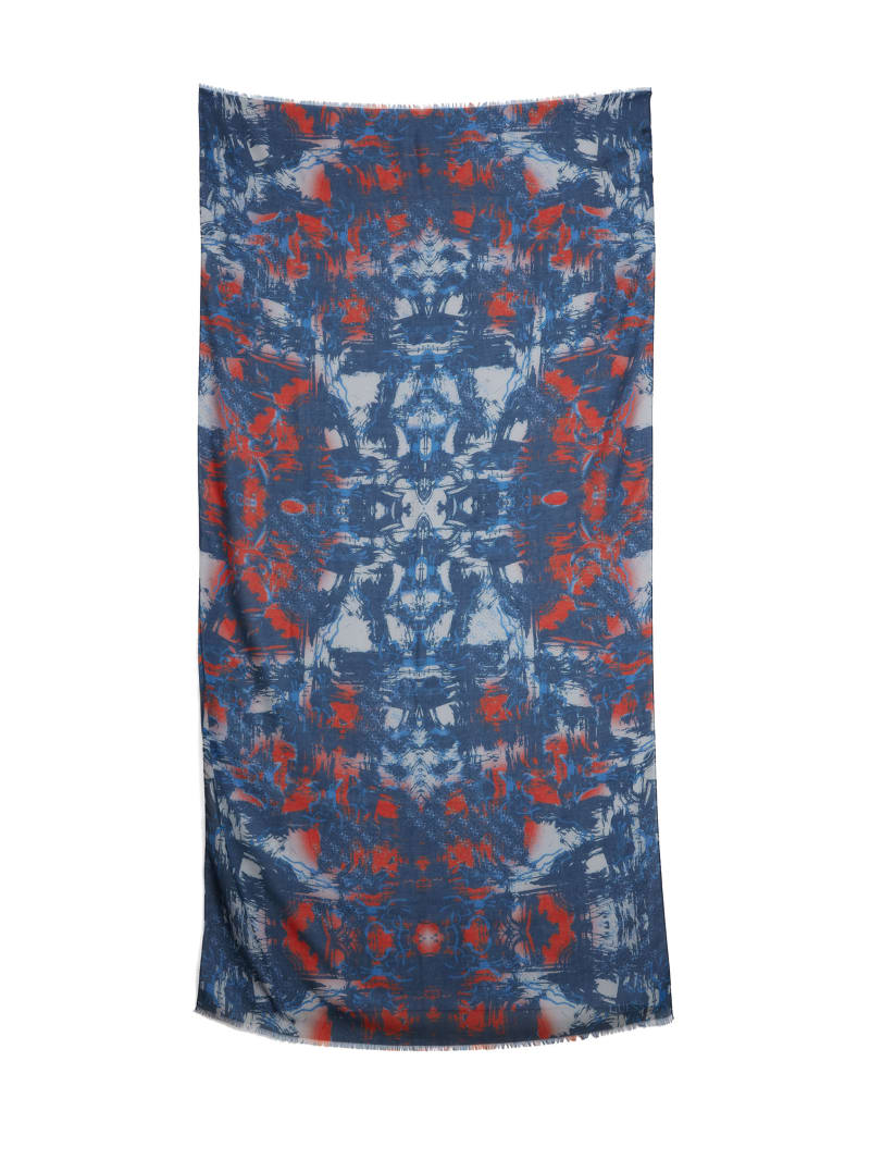 Blue Men\'s Guess Abstract Logo Scarves | 4026915-TC