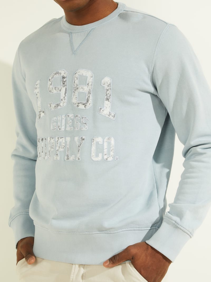 Blue Men's Guess Akori Fleece Sweatshirts | 0623894-PO