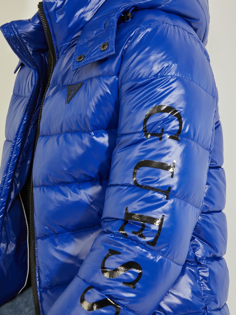 Blue Men's Guess Anthony Logo Puffer Jackets | 3658127-VR