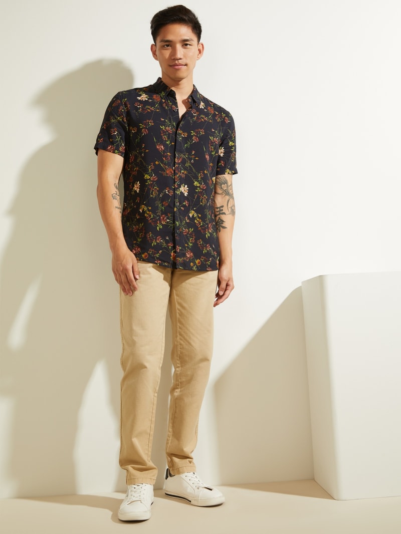 Blue Men's Guess Eco Mystic Floral Shirts | 4032958-RM