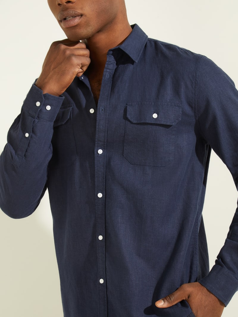 Blue Men's Guess Italian Pocketed Shirts | 0489726-JY