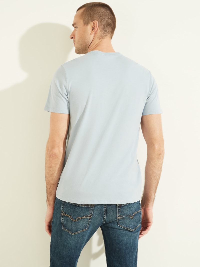 Blue Men's Guess Magazine Tee T Shirts | 2139807-WX