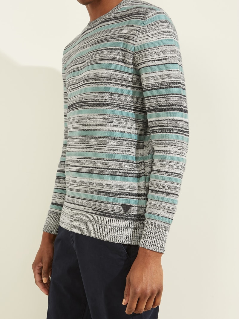 Blue Men's Guess Napier Striped Sweaters | 2150496-VF