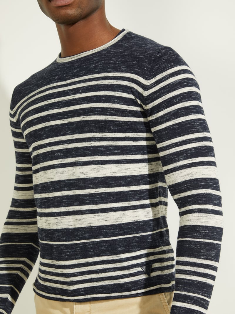 Blue Men's Guess Nimbus Striped Sweaters | 6725314-YN