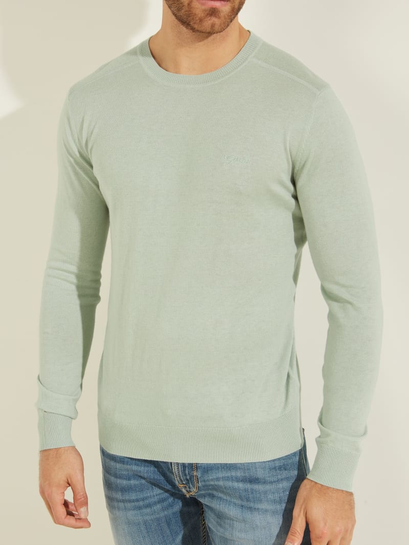 Blue Men's Guess Norman Silk-Blend Sweaters | 6789342-LQ