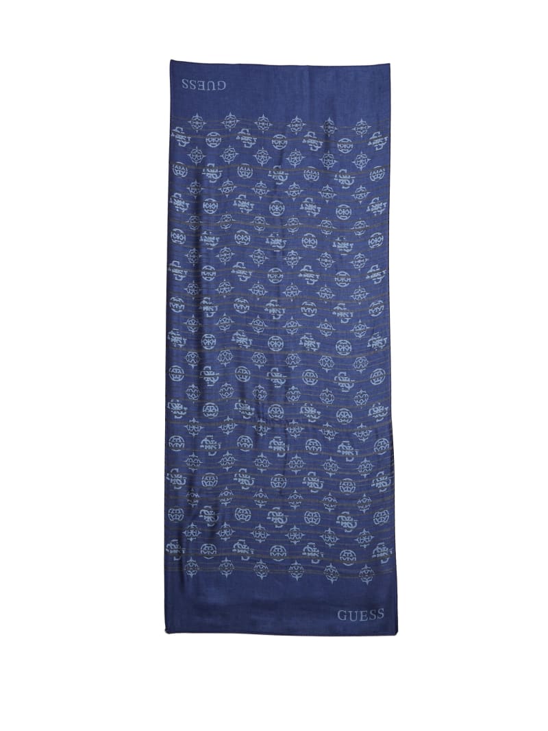 Blue Men\'s Guess Quattro Logo Scarves | 5480391-DH