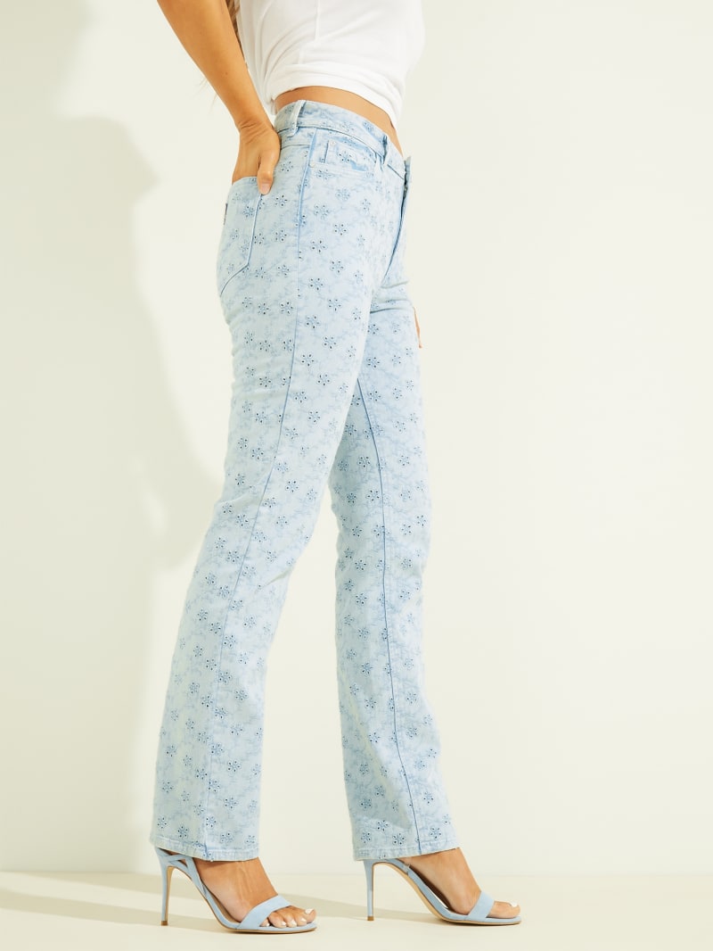 Blue Women's Guess 1981 Eyelet Straight Pants | 6195247-IK