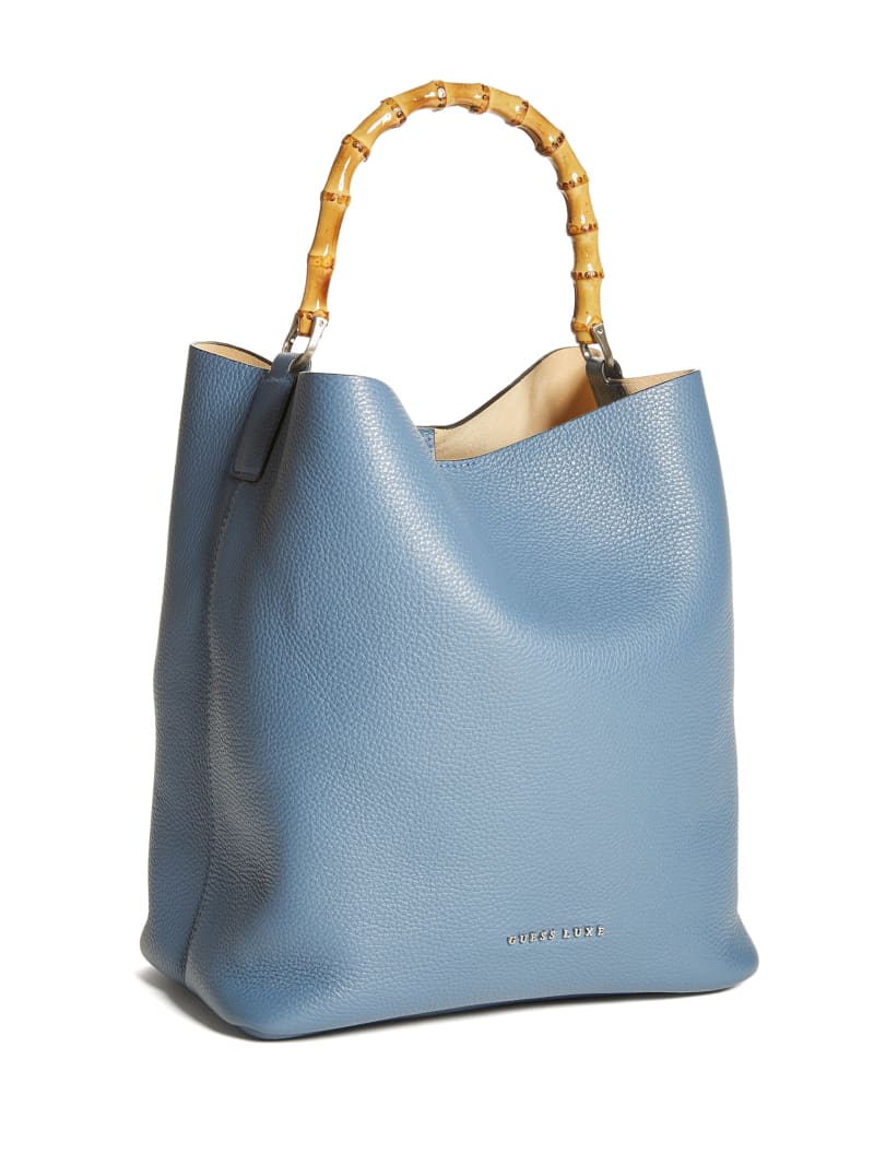 Blue Women's Guess Aida Leather Tote Bags | 1245780-WY