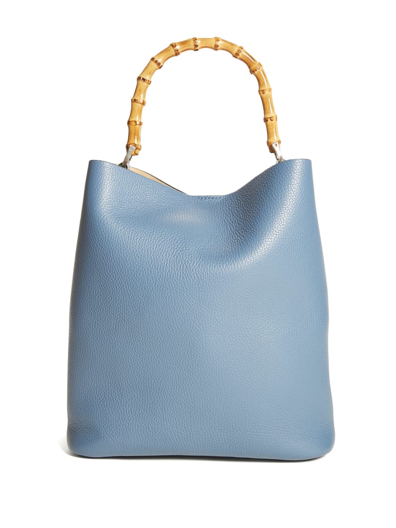 Blue Women's Guess Aida Leather Tote Bags | 1245780-WY