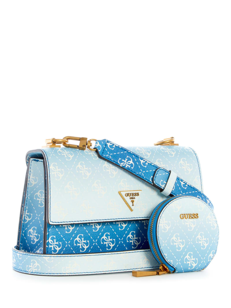 Blue Women's Guess Alexie Ombre Logo Flap Crossbody Bags | 4210739-MF