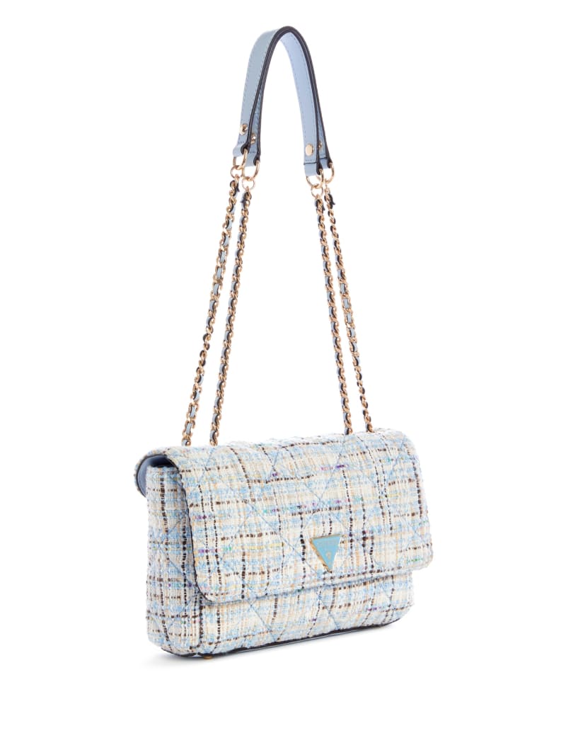 Blue Women's Guess Cessily Tweed Convertible Crossbody Bags | 1293450-KA