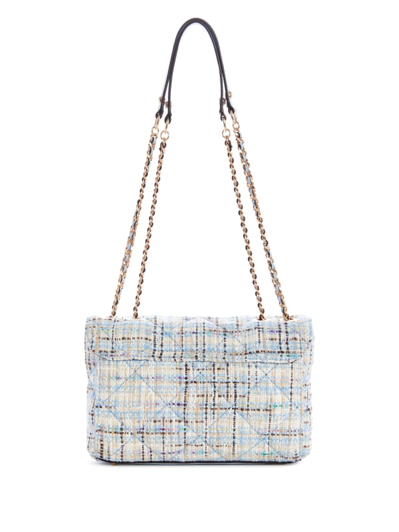 Blue Women's Guess Cessily Tweed Convertible Crossbody Bags | 1293450-KA