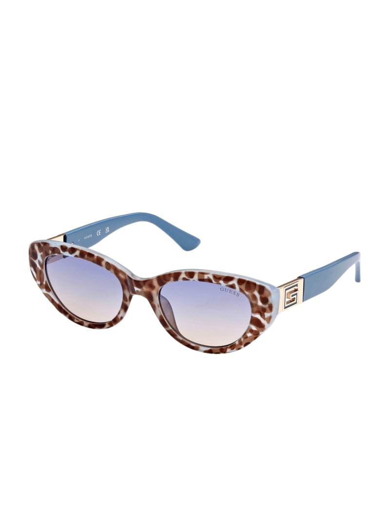 Blue Women's Guess Colored Plastic Cat-Eye Sunglasses | 9450213-FK