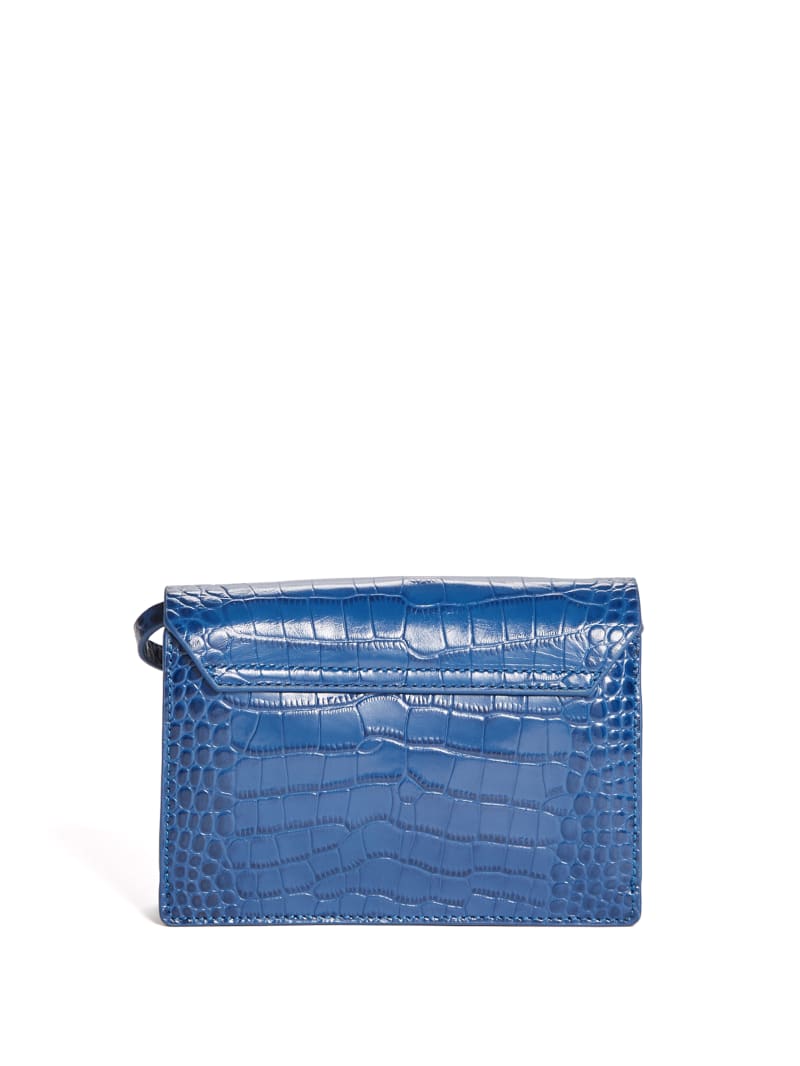 Blue Women's Guess Crocodile Flap Handbag | 2395840-UT