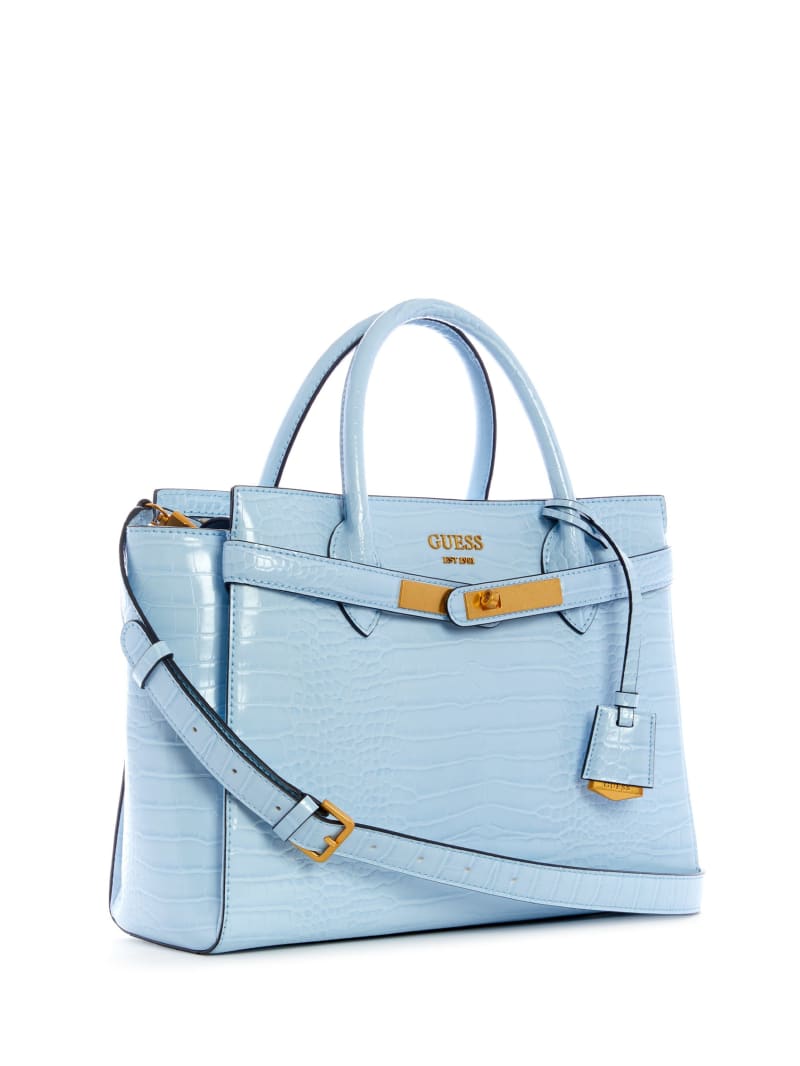 Blue Women's Guess Enisa High Society Satchel Bags | 7813206-NS