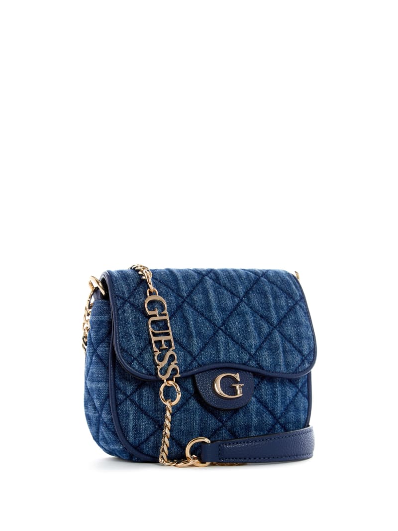 Blue Women's Guess Gillian Denim Flap Mini Bag | 1874056-SR