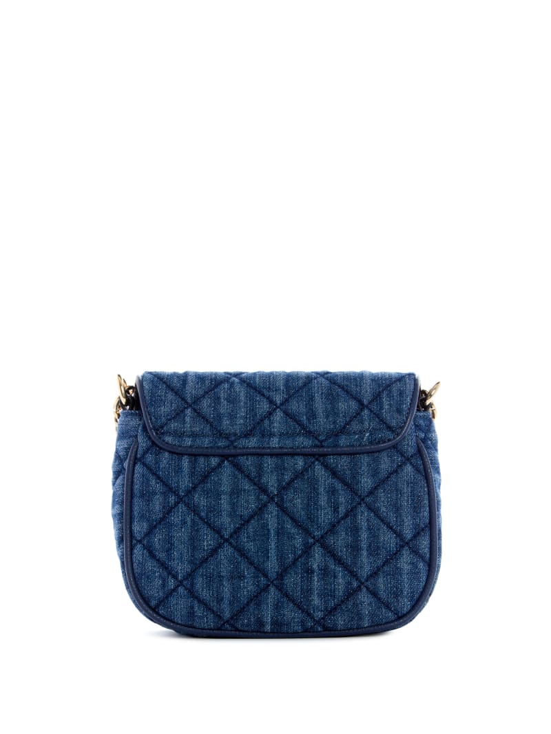 Blue Women's Guess Gillian Denim Flap Mini Bag | 1874056-SR