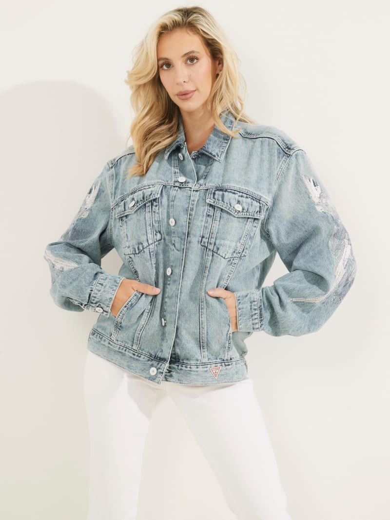 Blue Women's Guess Klaudia Denim Jackets | 5372498-AZ