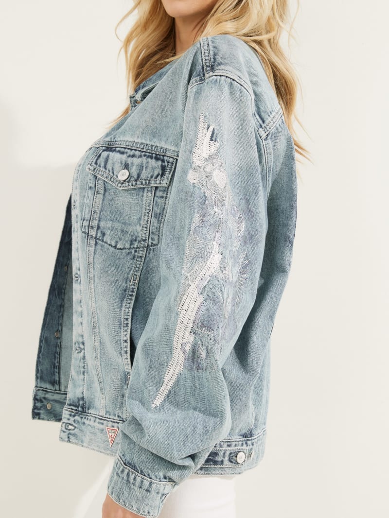 Blue Women's Guess Klaudia Denim Jackets | 5372498-AZ