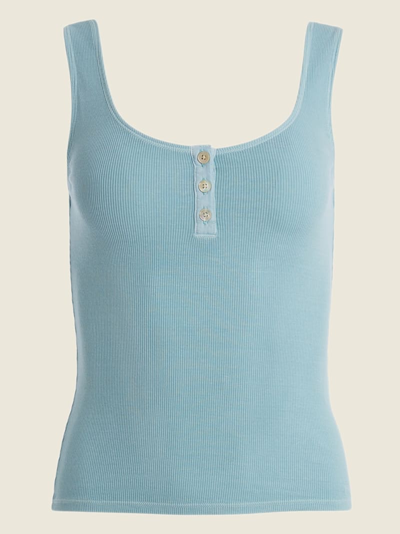 Blue Women's Guess Lyra Henley Tank Tops | 3068954-EX