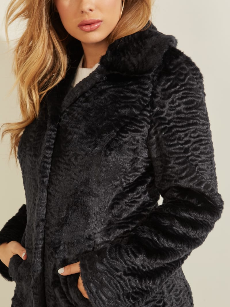 Blue Women's Guess Ornella Faux-Fur Jackets | 6735208-BV